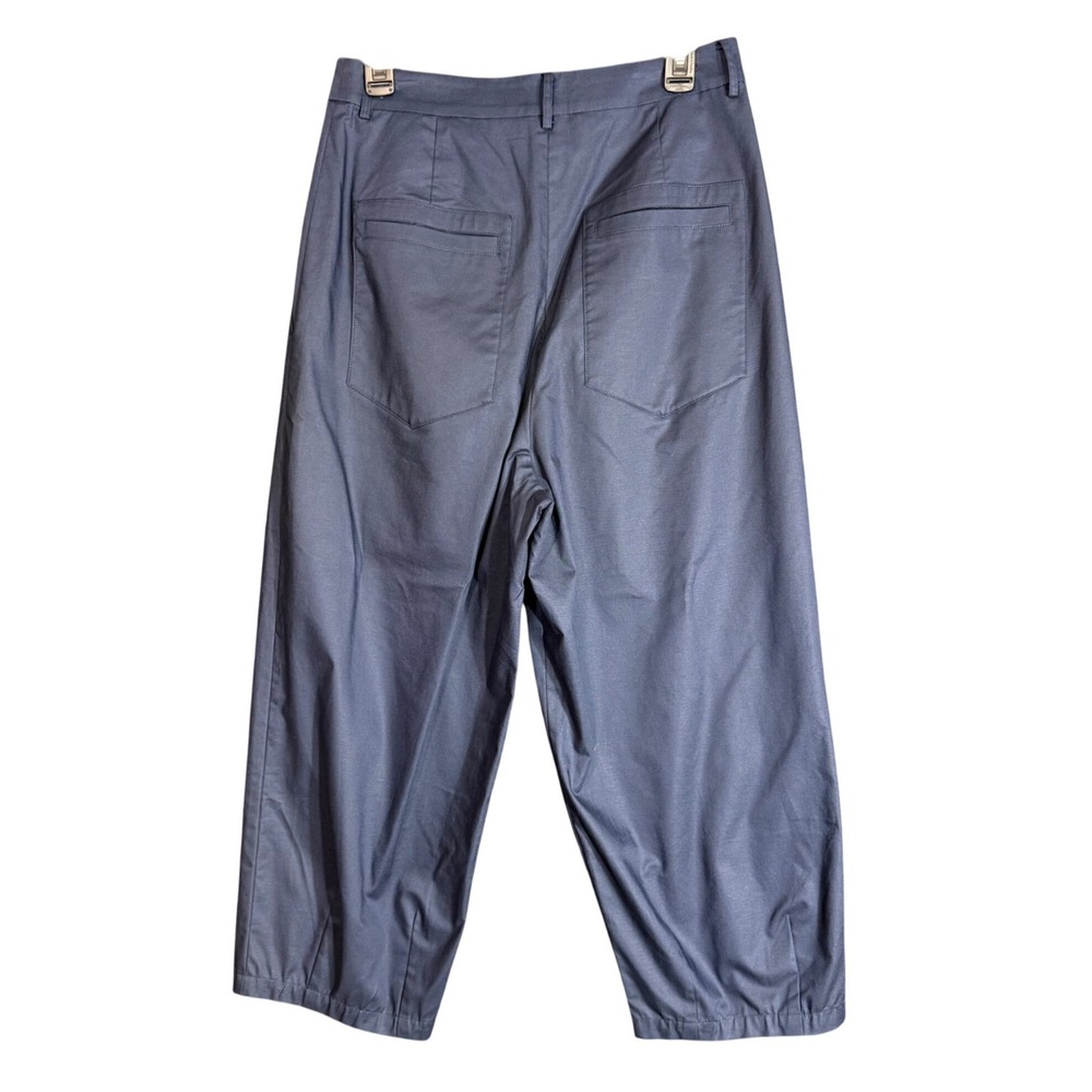 New Gentle Herd Womens Size Large Pleated Wide Leg Cropped Pants Navy Blue Nylon - Picture 3 of 14